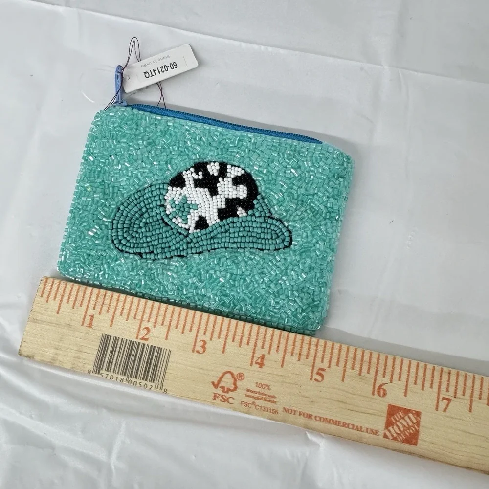 Hand Beaded Cowgirl Hat‎ Coin Purse - Cowboy Western Turquoise Trendy - Picture 2 of 5